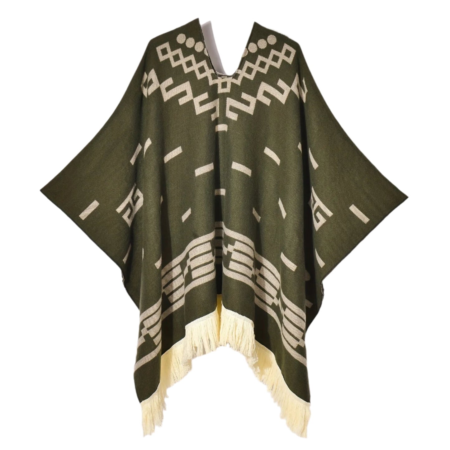 Men's Vintage Warm Tassel Poncho Shawl