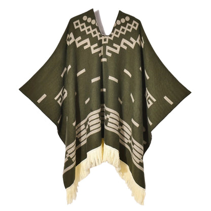 Men's Vintage Warm Tassel Poncho Shawl