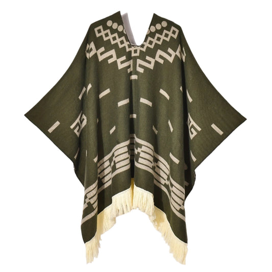 Men's Vintage Warm Tassel Poncho Shawl