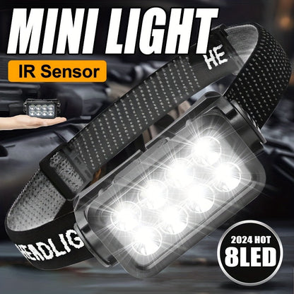 Rechargeable LED Headlamp with Wave Sensor and 4 Modes