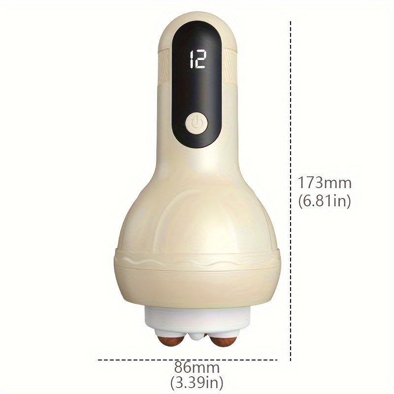 LCD Display Electric Full Body Massager - 12 Gears Adjustment(Cream)