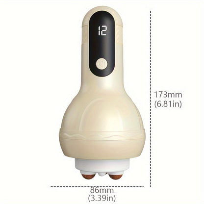 LCD Display Electric Full Body Massager - 12 Gears Adjustment(Cream)