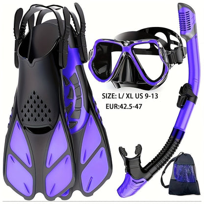 3-Piece Snorkeling Set with Fins and Mask