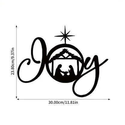 1pc Nativity Metal Wall Art - Elegant JOY Pattern