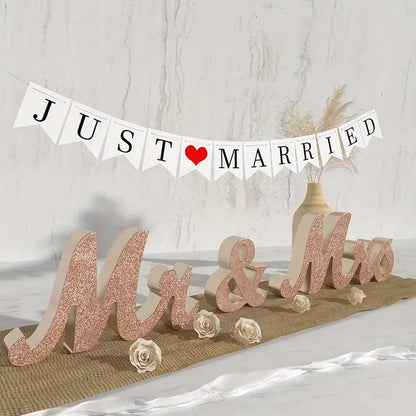 Rose Golden Mr & Mrs Wedding Table Large Wooden Letters