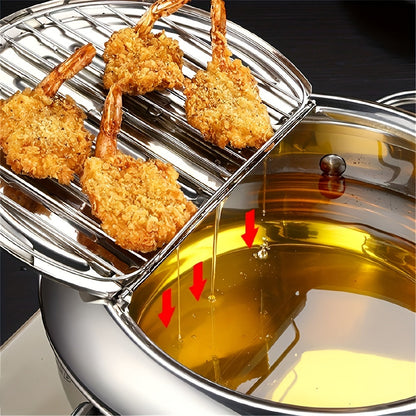 Tempura Stainless Steel Fryer Pot with Thermometer