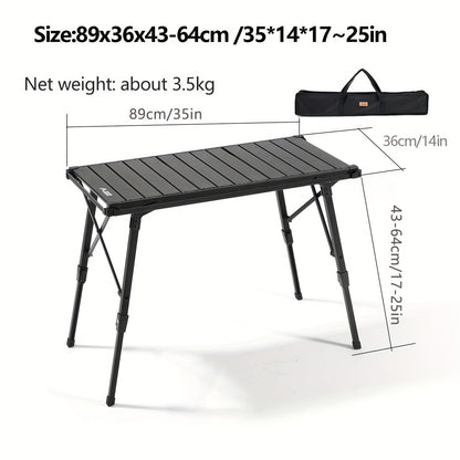 Portable Aluminum Camping Table Adjustable Height
