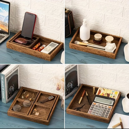 Rustic Wooden Tray Set with Handles (7pcs)
