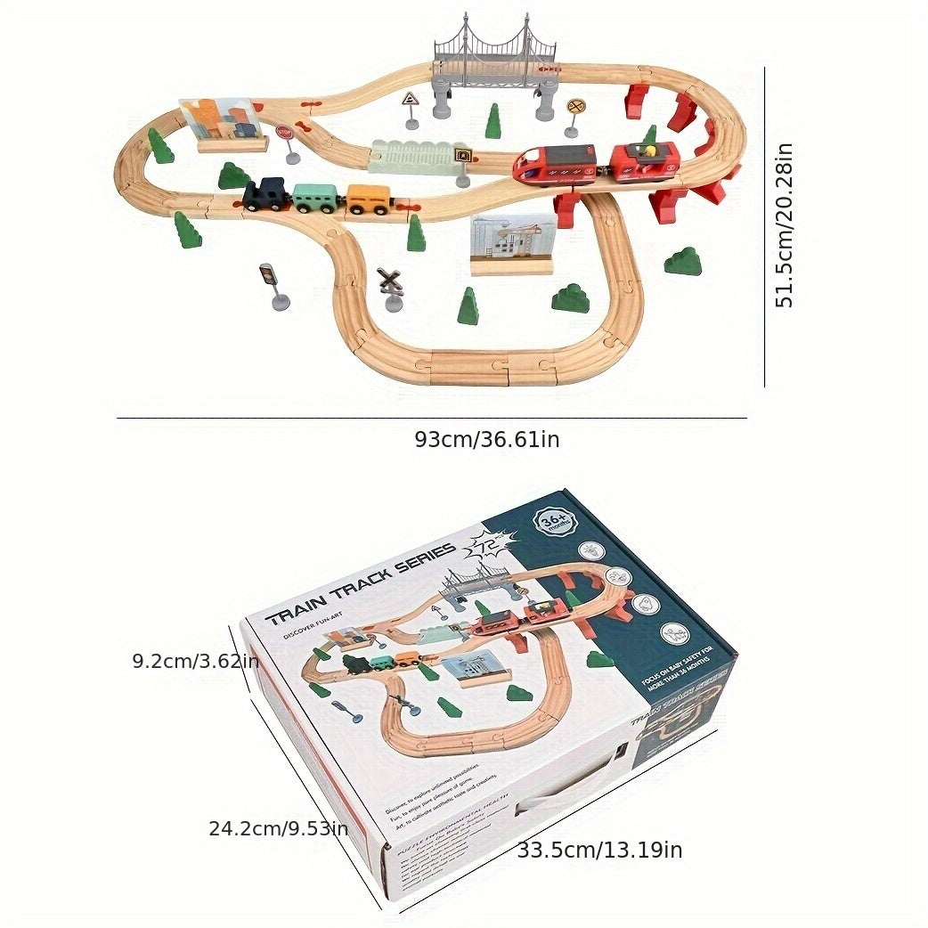 72pcs Wooden Train Set with Electric Train Toy