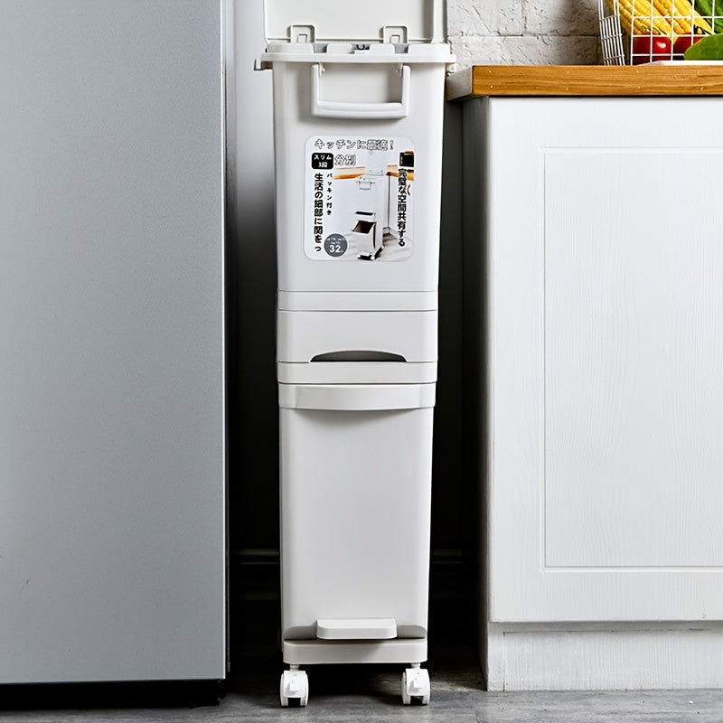 Wheeled Press-Top Kitchen Recycling Bin