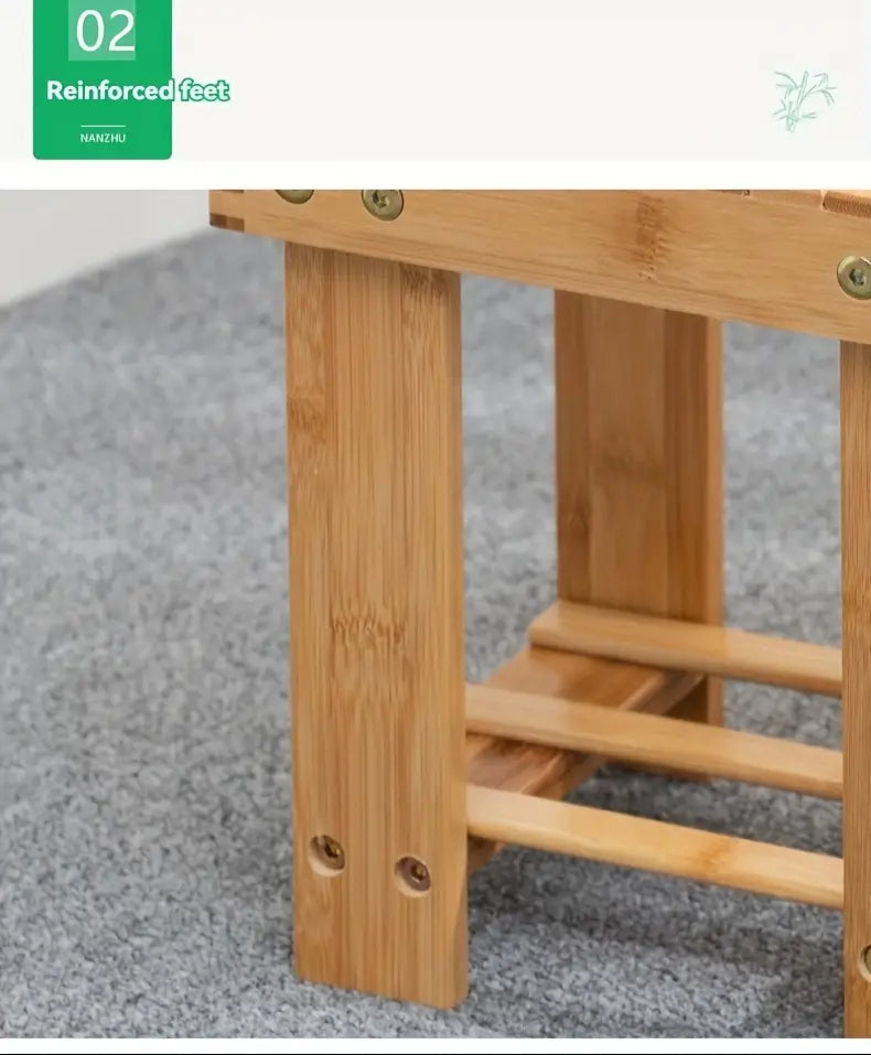 Bamboo Children's Small Stool - Square Shape, 25cm High