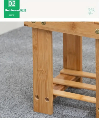 Bamboo Children's Small Stool - Square Shape, 25cm High