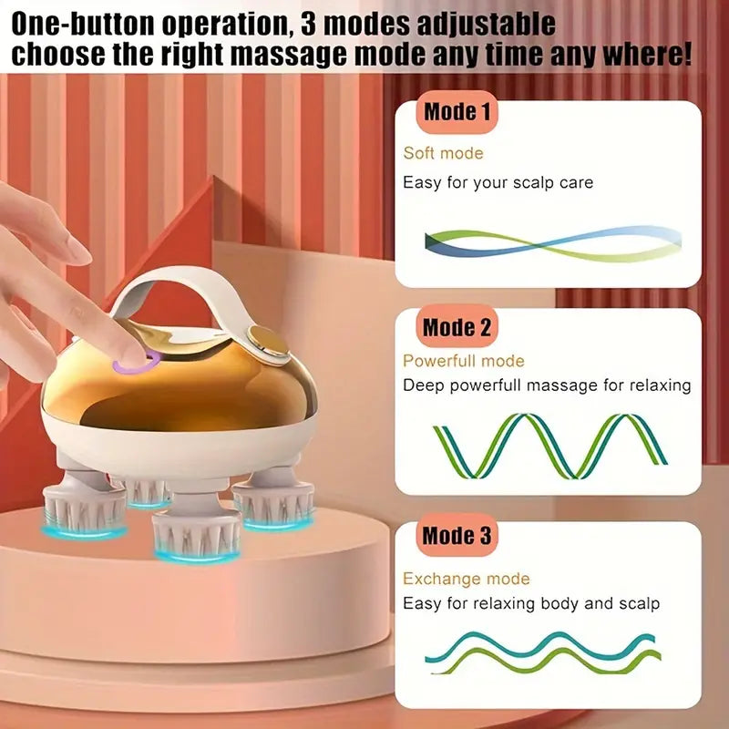 Portable Electric Scalp Massager(Gold)