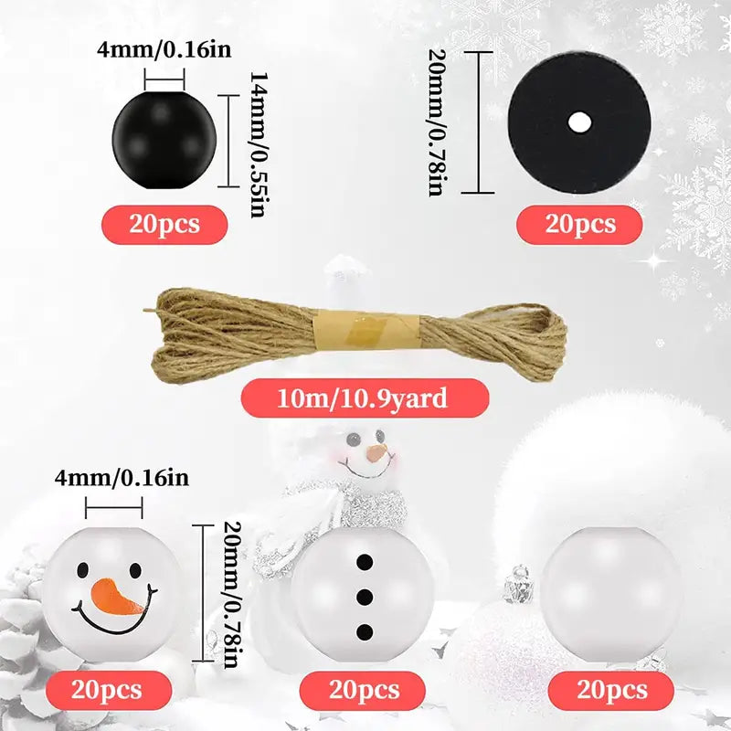DIY Christmas Snowman Wooden Beads Kit - 100pcs
