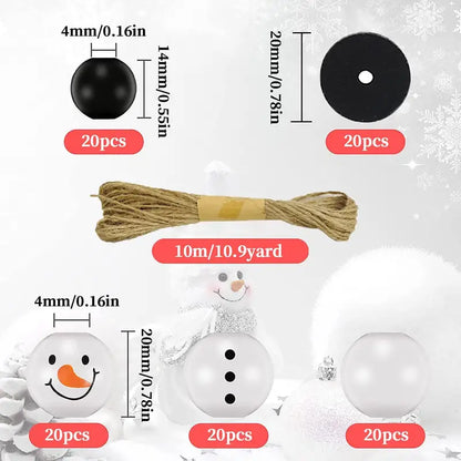 DIY Christmas Snowman Wooden Beads Kit - 100pcs