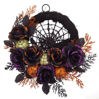 Halloween Wreath Decoration with Spider Web