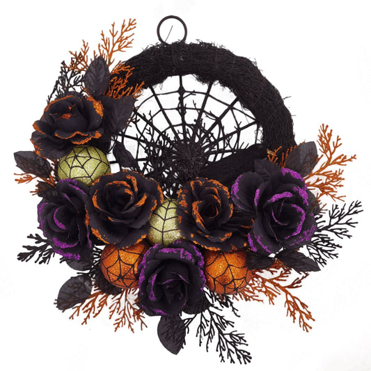 Halloween Wreath Decoration with Spider Web