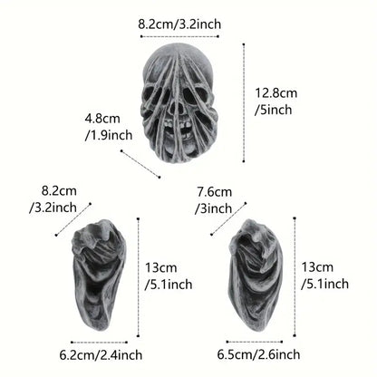 3-Piece Set of 5-Inch Realistic Ghost Hands - Wall-Mounted Head Pendants