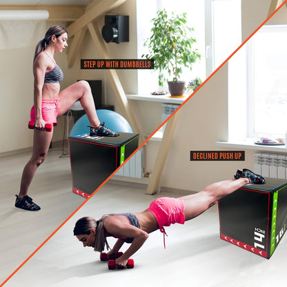 Versatile 3-in-1 Jump Box & Fitness Step(Black)