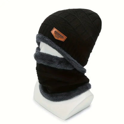Winter Outdoor Riding Set: Hat, Gloves, and Scarf - Black