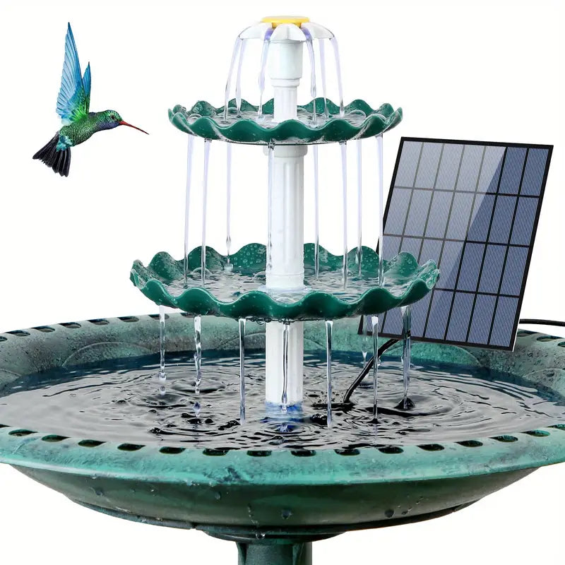 Solar-Powered 3 Tier Bird Bath Fountain Set