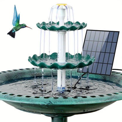 Solar-Powered 3 Tier Bird Bath Fountain Set