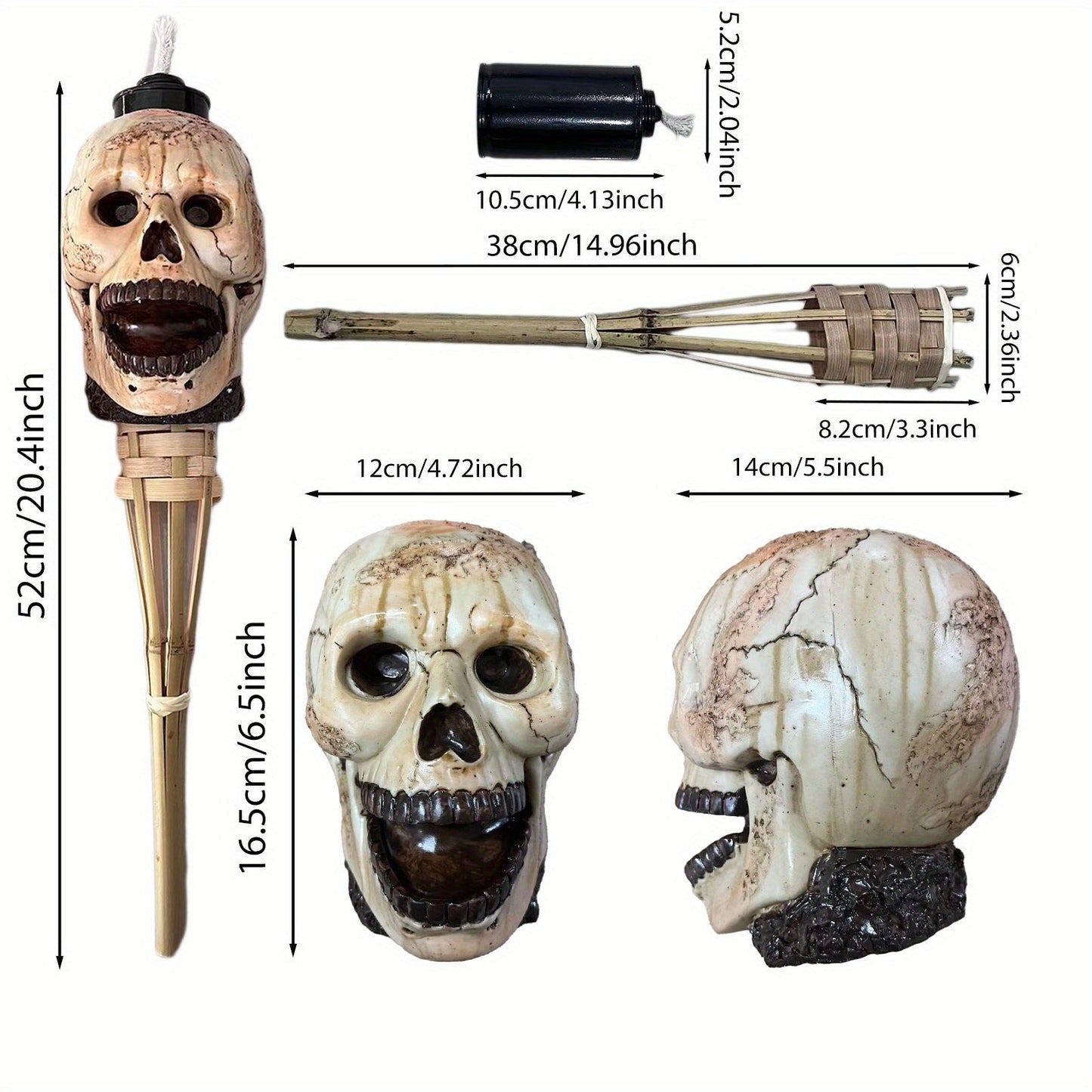 Halloween Mummy Skull Tiki Torch Outdoor Decor