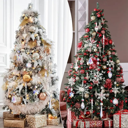 Crystal Elegance: Set of 16 Transparent Christmas Snowflake Ornaments