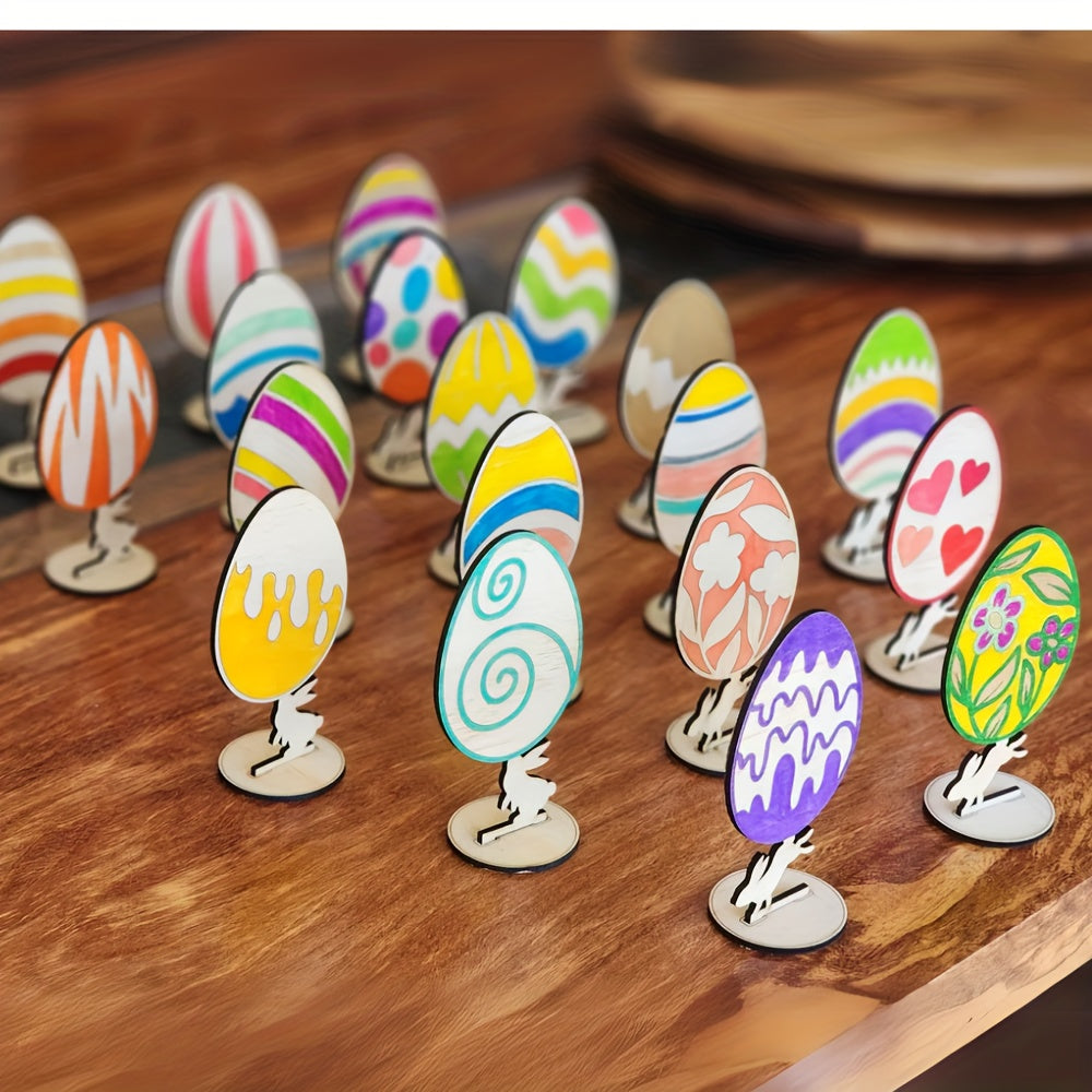 18-Piece Wooden Easter Egg DIY Decoration Set