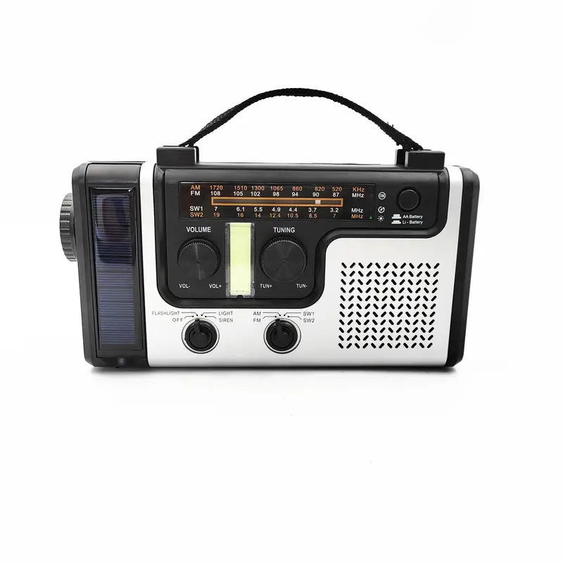 Solar Hand Crank Power Emergency Radio with Multi-Band Functionality
