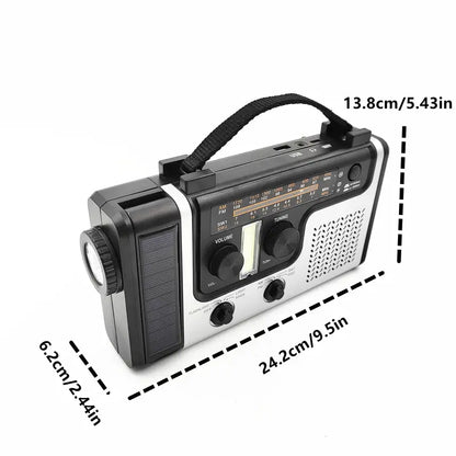 Solar Hand Crank Power Emergency Radio with Multi-Band Functionality