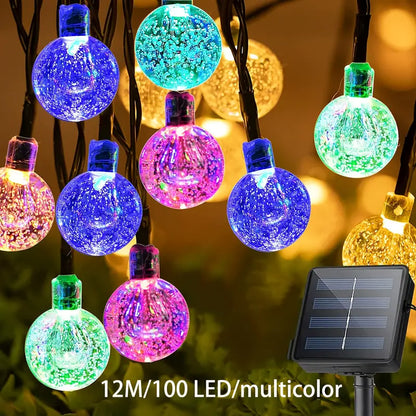 Multicolor LED Solar Crystal Bubble Ball String Lights