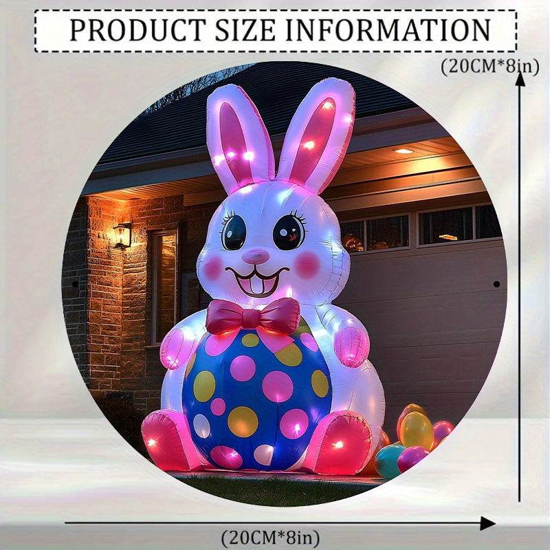 Inflatable Easter Bunny on Polka-Dot Egg Decoration