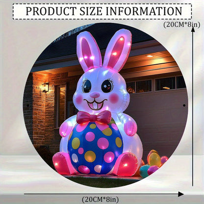 Inflatable Easter Bunny on Polka-Dot Egg Decoration