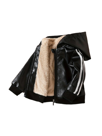 Boys’ Hooded Winter Jacket Plush Windproof Coat