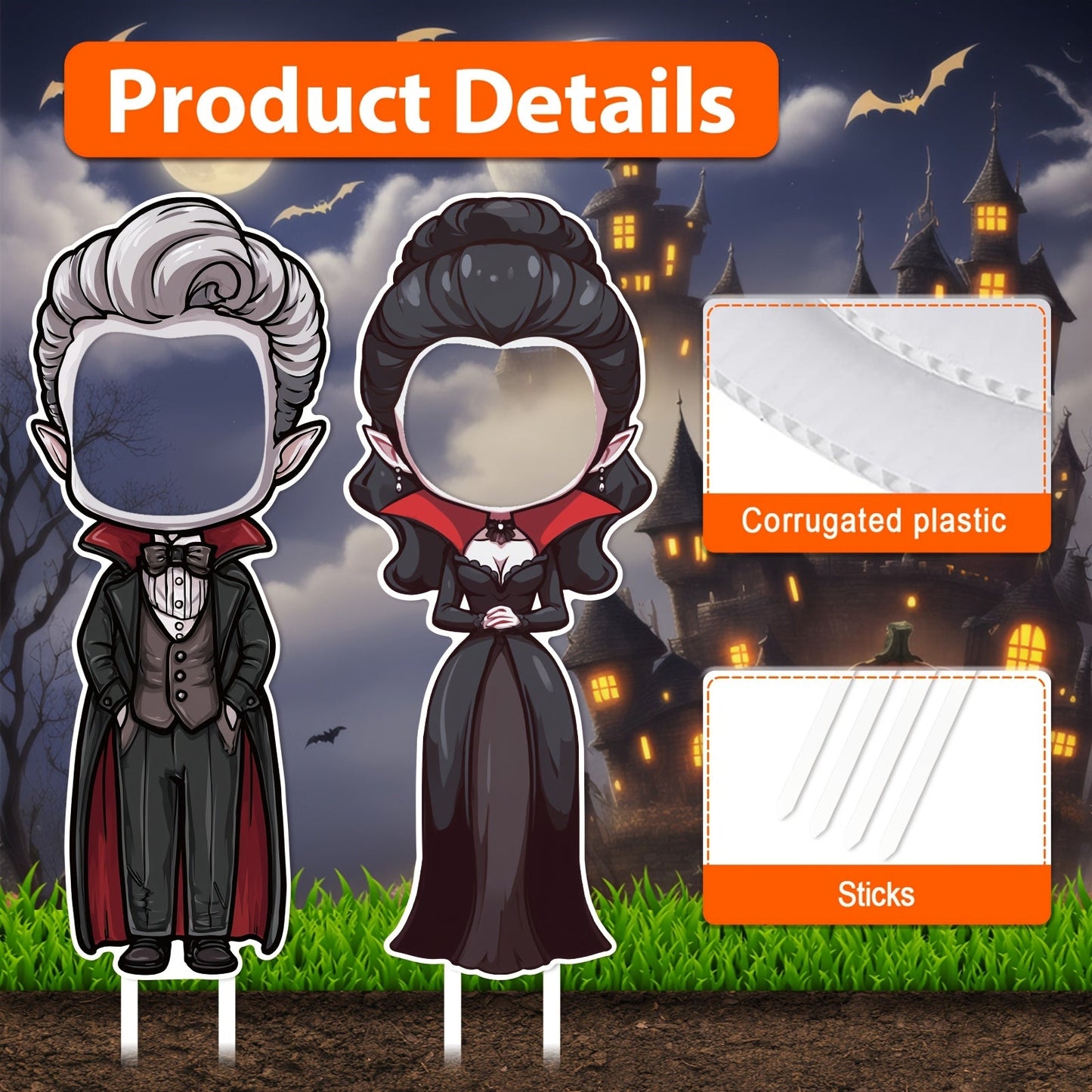 Halloween Vampire Yard Stake Sign (2pcs)