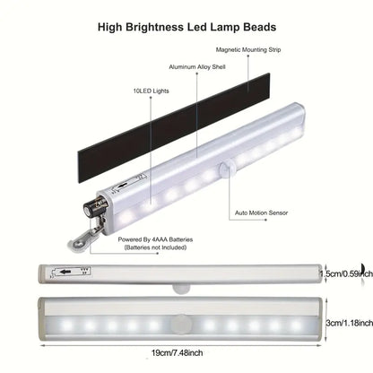 2pcs Motion Activated RV Step Lights, 10 LED Battery Powered Magnetic Night Light