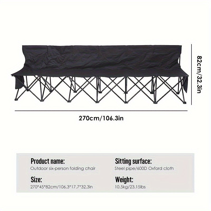 6-Person Folding Bench with Storage Pockets