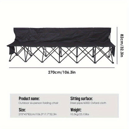 6-Person Folding Bench with Storage Pockets