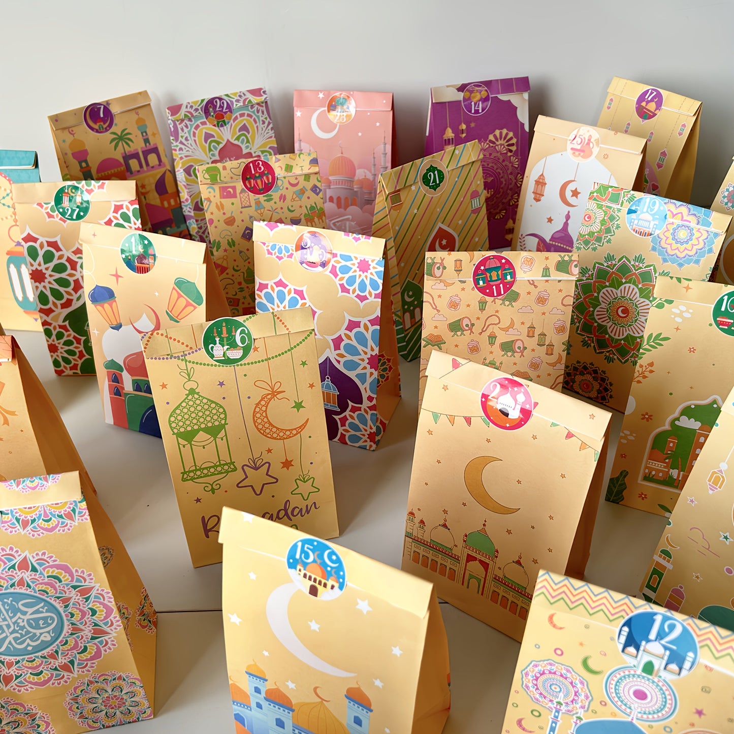 Ramadan Countdown Kraft Paper Bags Set (60 Pieces)