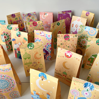 Ramadan Countdown Kraft Paper Bags Set (60 Pieces)
