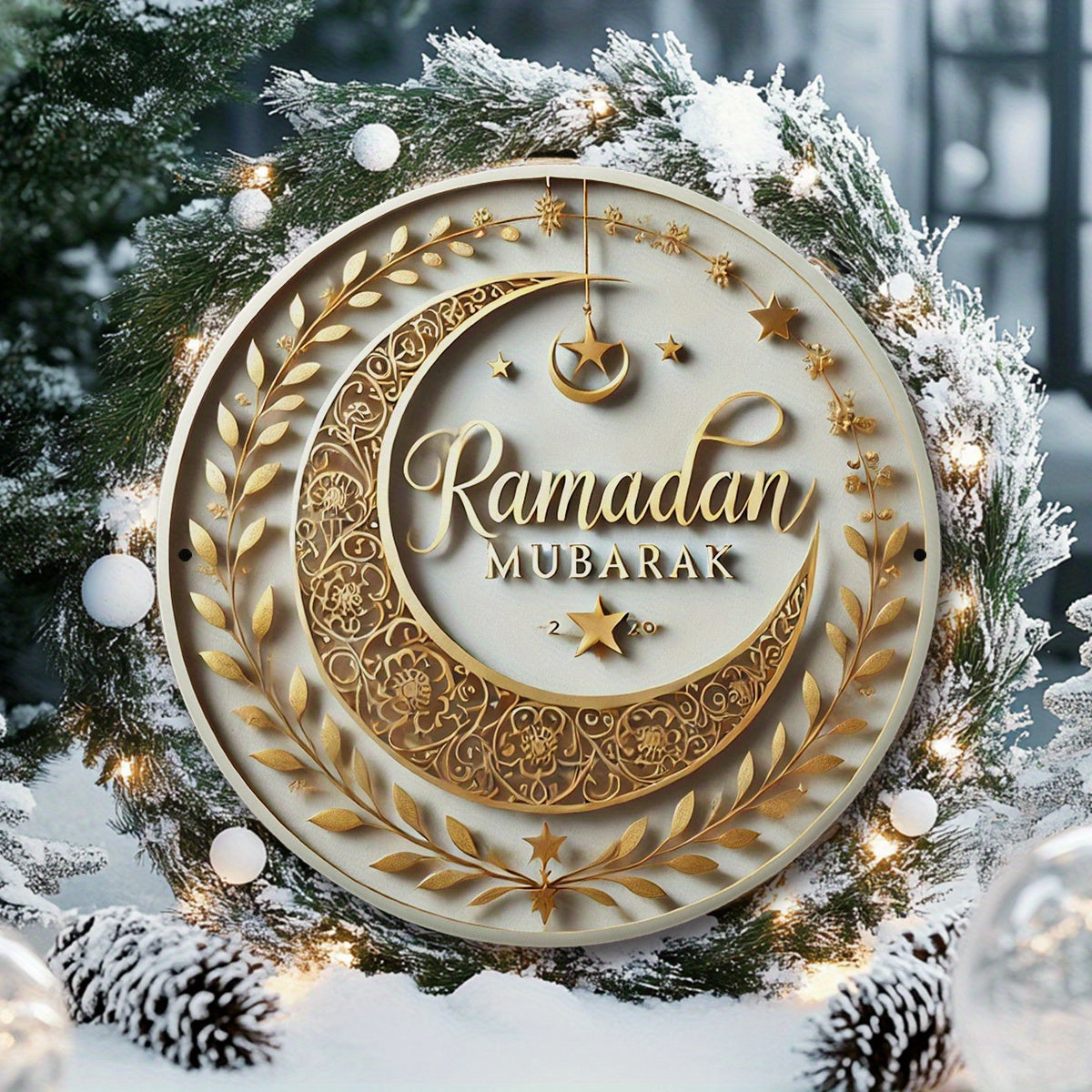 Ramadan Mubarak Aluminum Crescent Star Decor