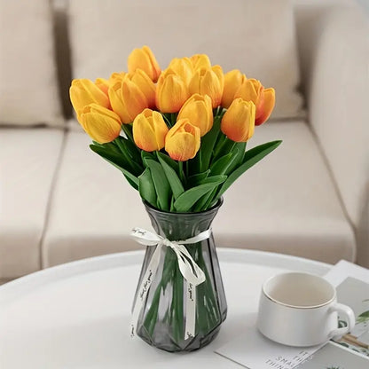 10-Piece Real Touch Mini Tulip Bouquets(Sunset Red)