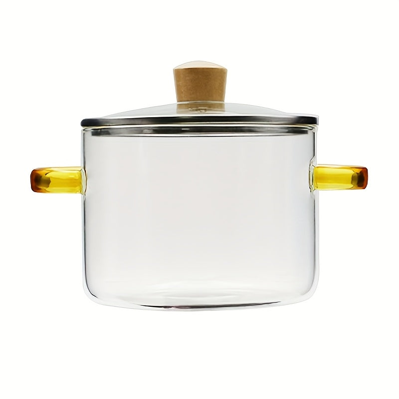 Borosilicate Glass Cooker with Yellow Handle