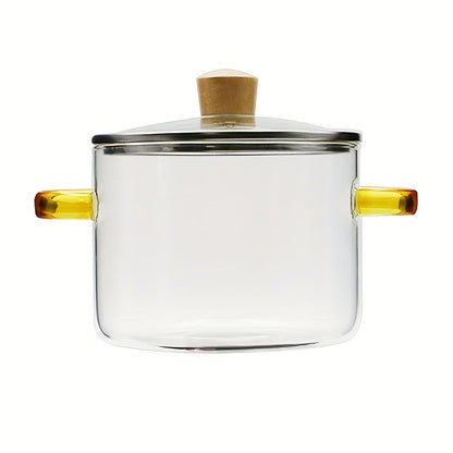Borosilicate Glass Cooker with Yellow Handle