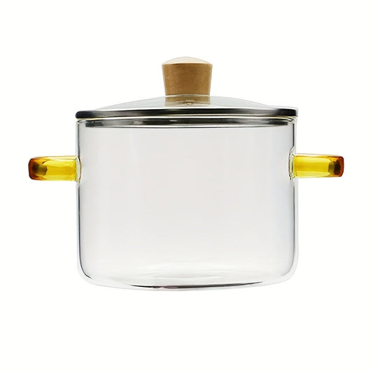 Borosilicate Glass Cooker with Yellow Handle