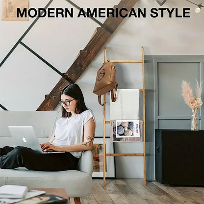 Ladder Style Storage Rack - Space Saving Towel and Blanket Organizer