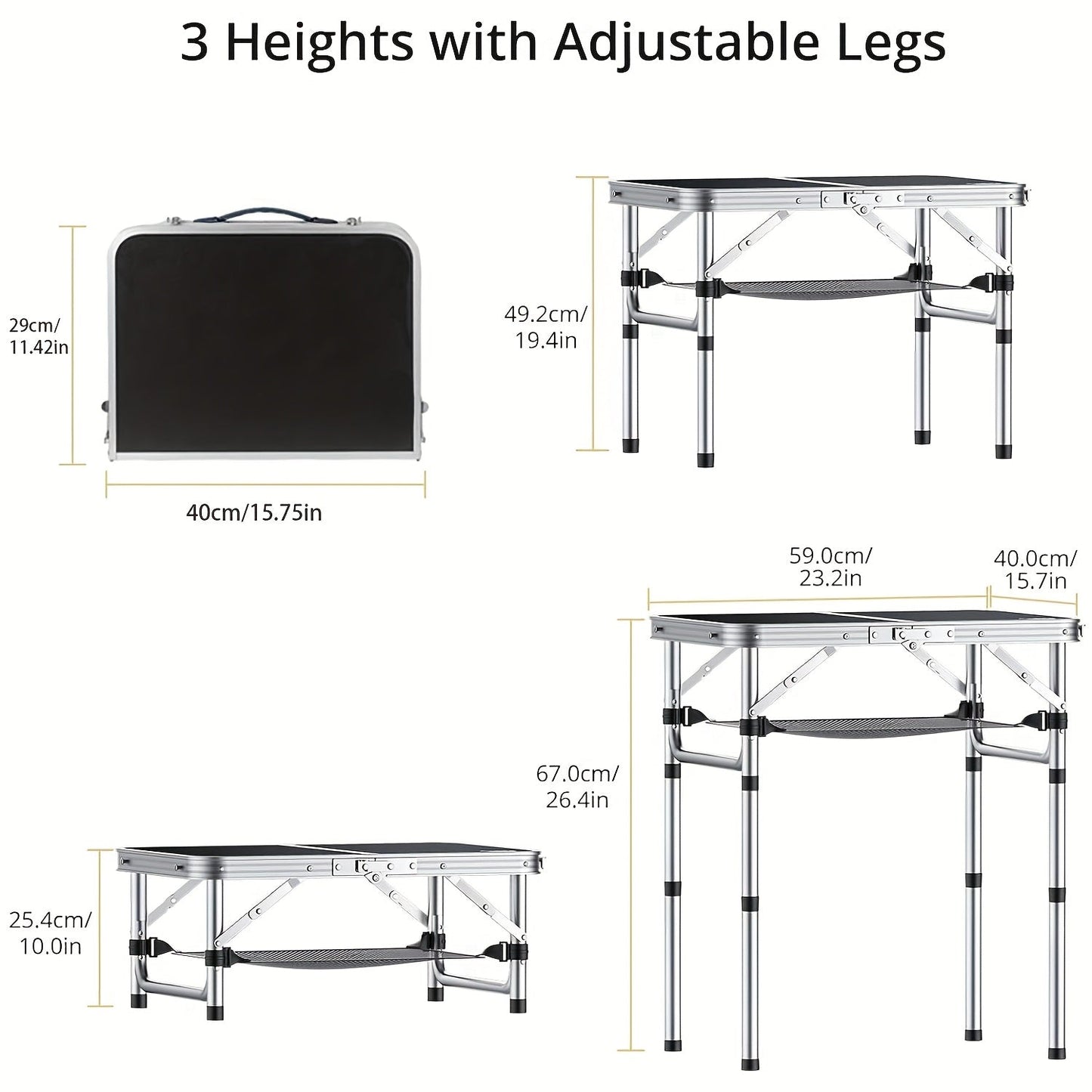 Folding Camping Table Adjustable Height