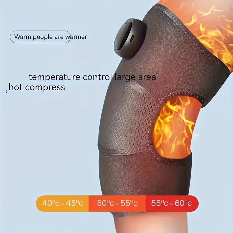 1PC Heated 3-In-1 Knee, Elbow, and Shoulder Massager Brace with Adjustable Heating Modes - Grey