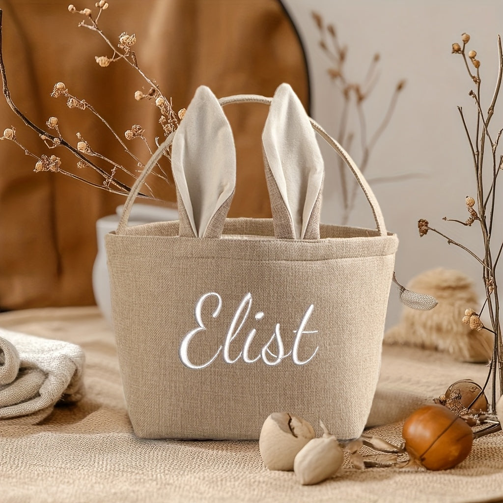 Linen Bunny Easter Tote Bag